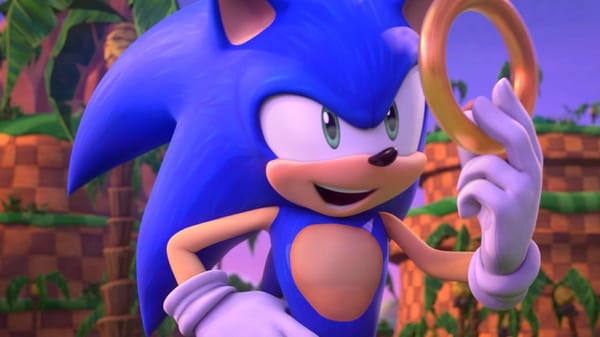 Sonic the Hedgehog holding up golden ring
